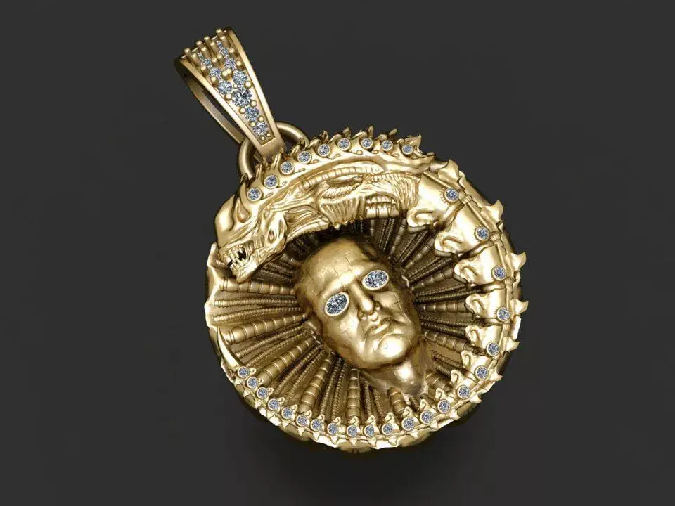 Iced-Out Alien Facehugger Diamond Pendant 3D Model 3D print model