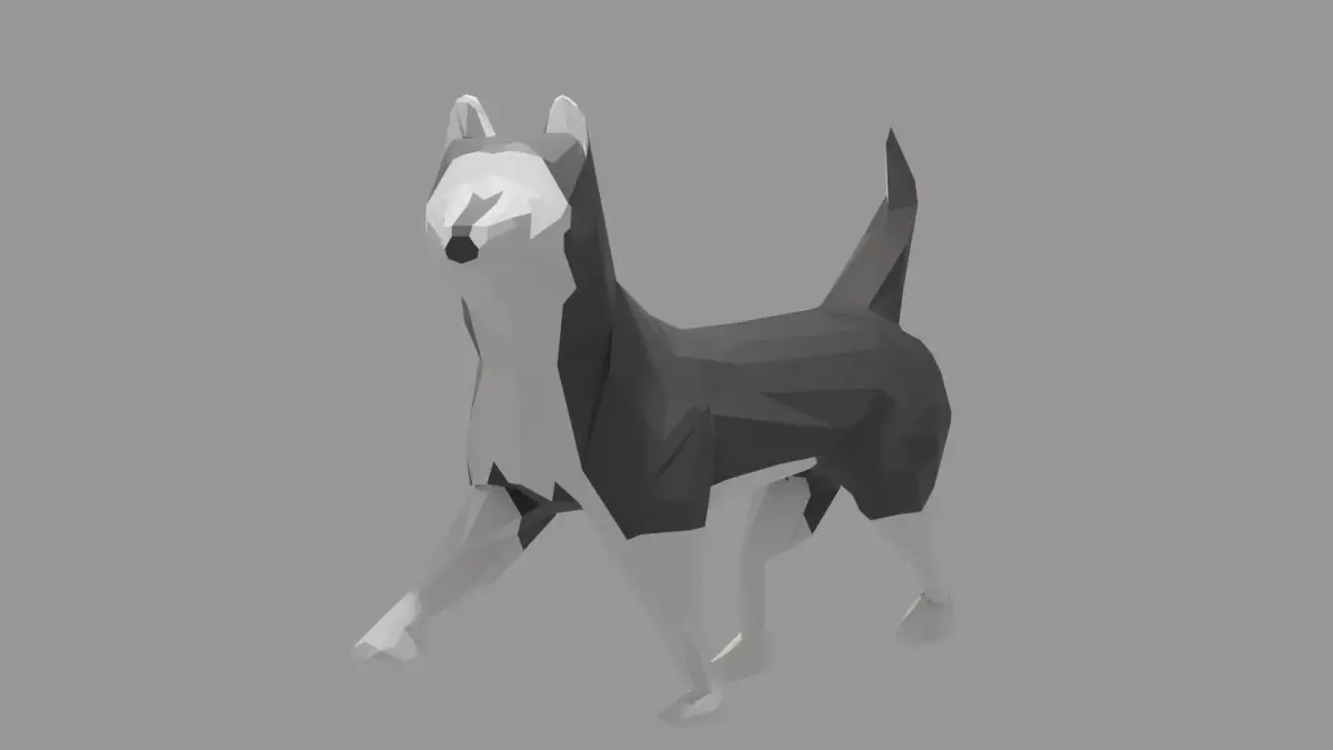 Low Poly Husky Dog Rigged Low-poly 3D model
