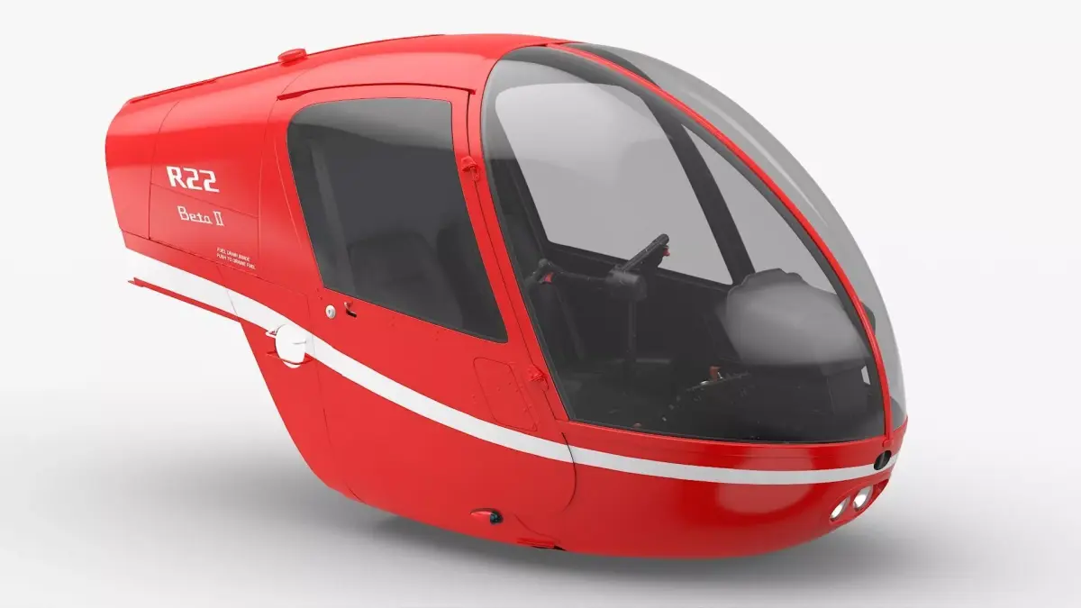 Helicopter Dual Seat Cockpit Red 3D model