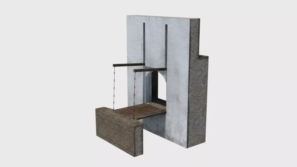 Medieval drawbridge gate with animation Low-poly 3D model