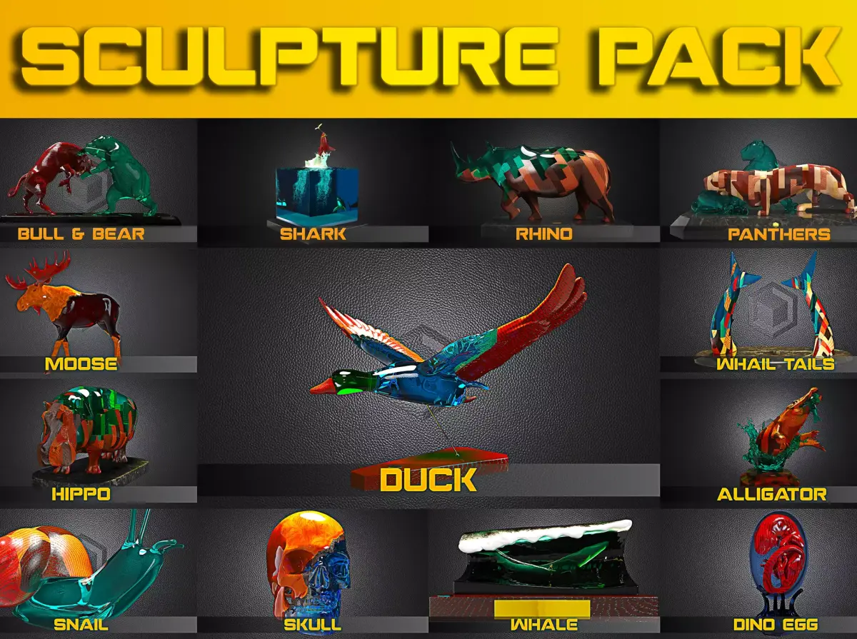 Epoxy Resin Sculptures - Large Bundle 3D model