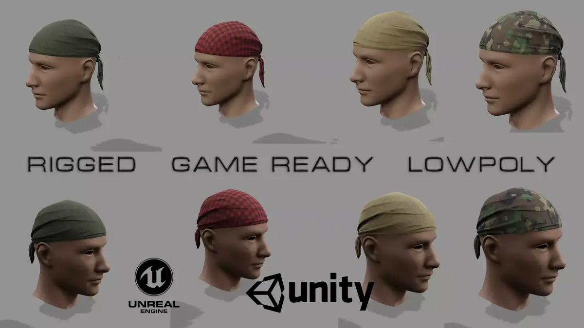 Bandana head with Low-poly 3D model