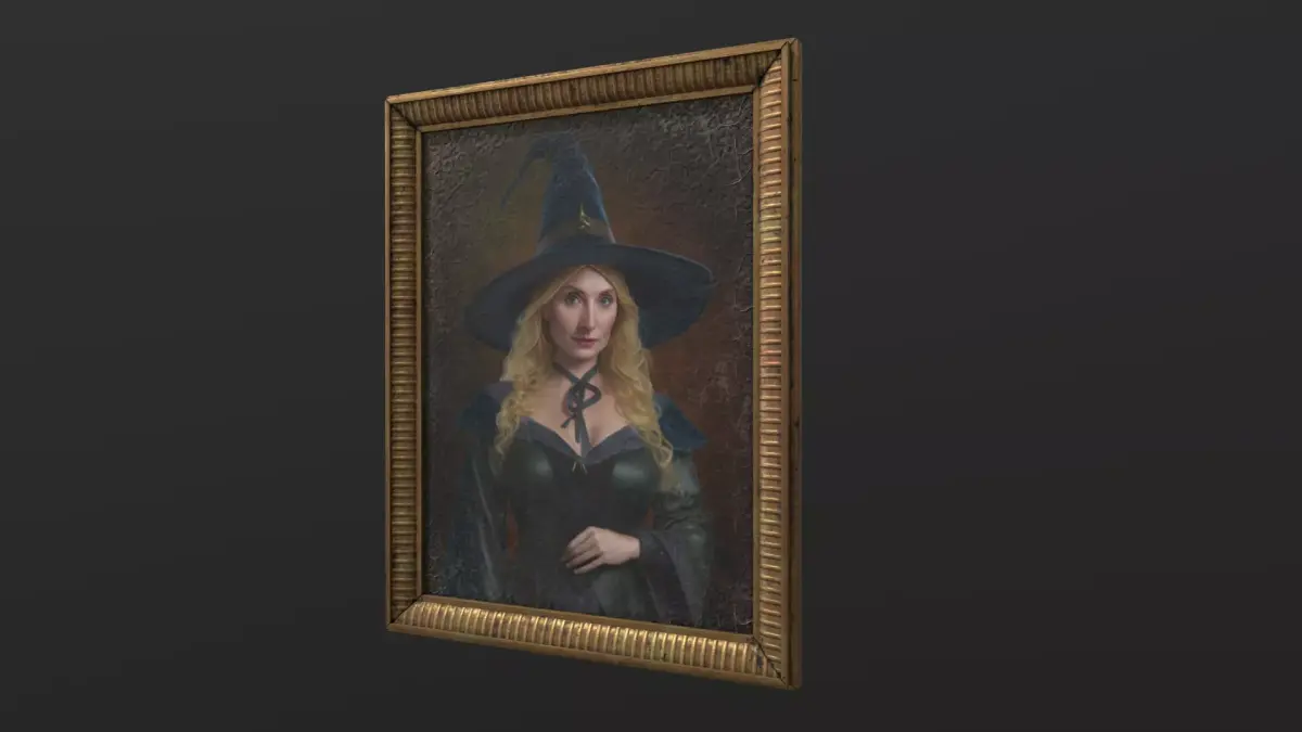 Old Portrait Painting of Witch Low-poly 3D model