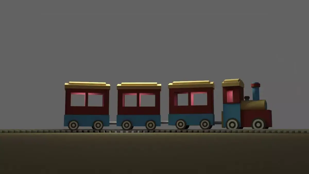 Stylized Toy Train Low-poly 3D model