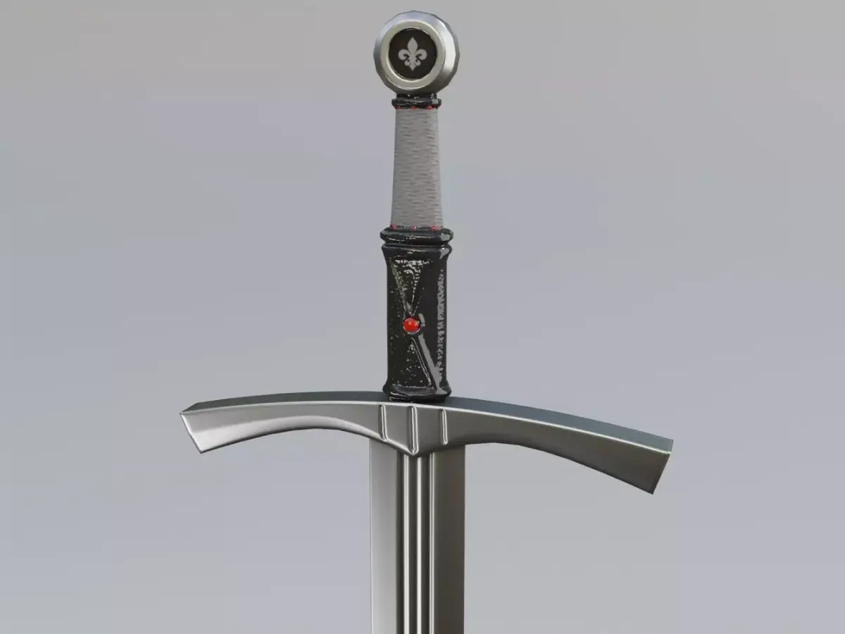 Medieval sword Low-poly 3D model 14