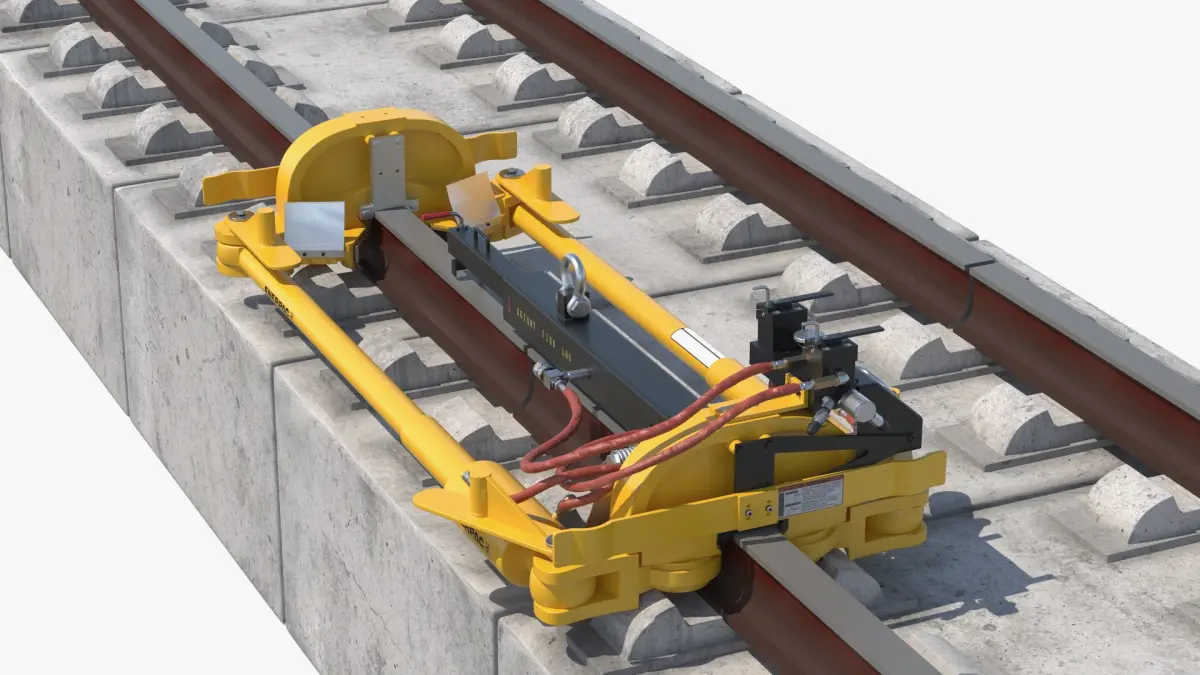 Enerpac Rail Puller Mounted on Track 3D model