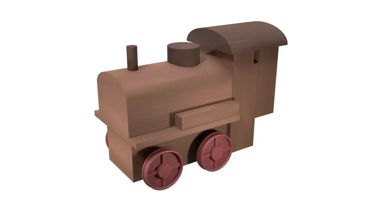 Low Poly Wooden Toy Train Low-poly 3D model purchase