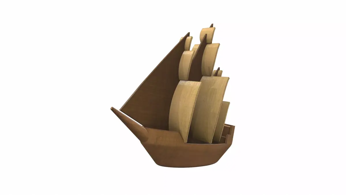 Wooden ship toy 9 Free 3D model