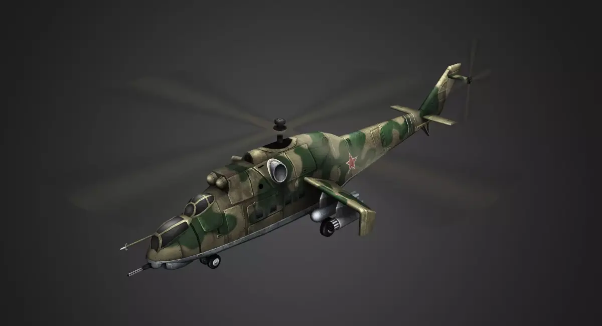 Mi-24 Hind Helicopter Low-poly 3D model