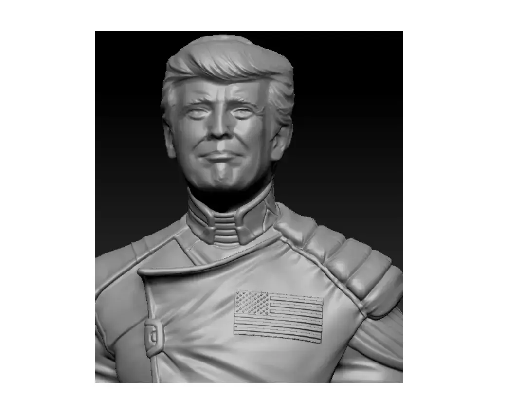 Donald Trump Patriotic Military Bust Model with American Flag 3D print model
