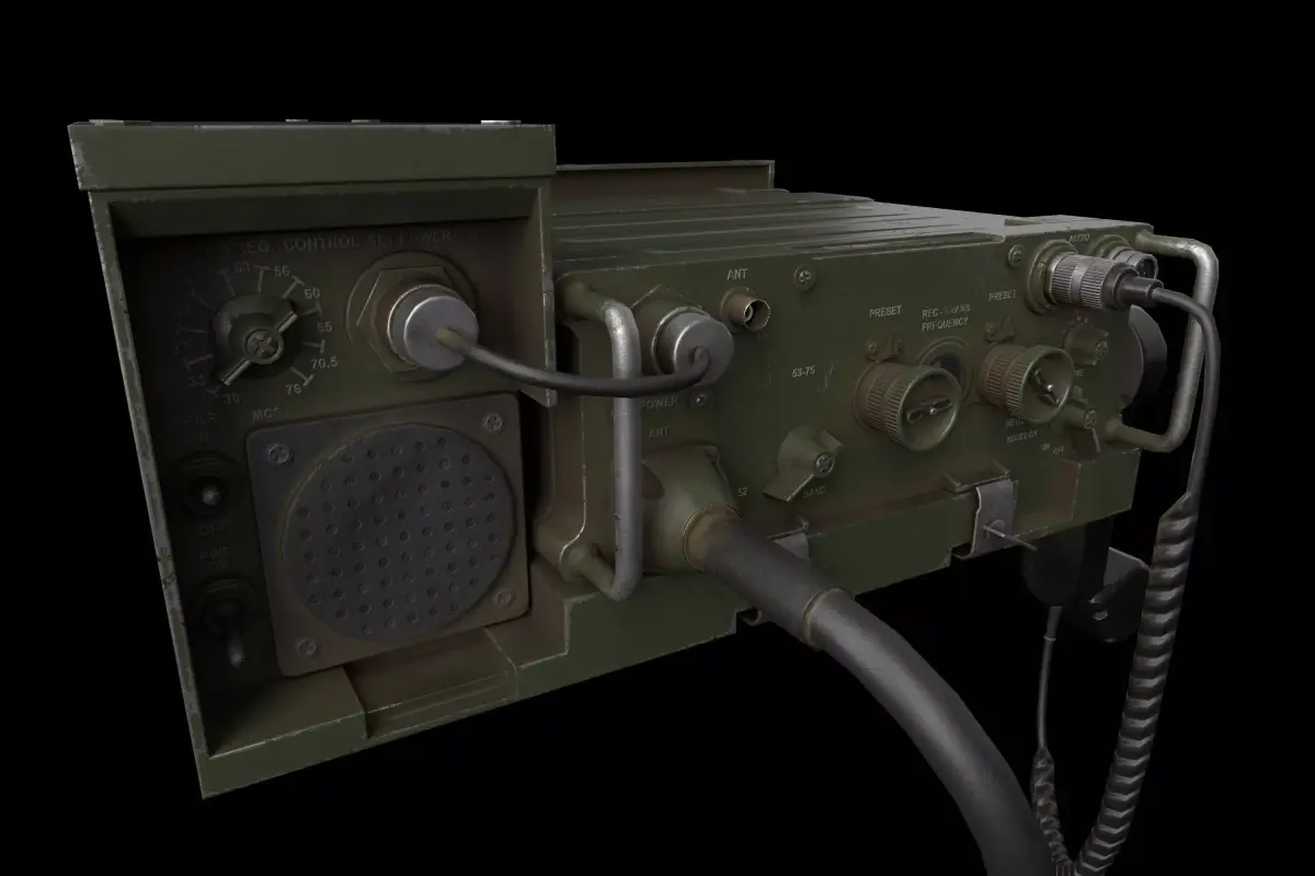 Military radio PRC-77 with amplifier AM-1777 Low-poly 3D model