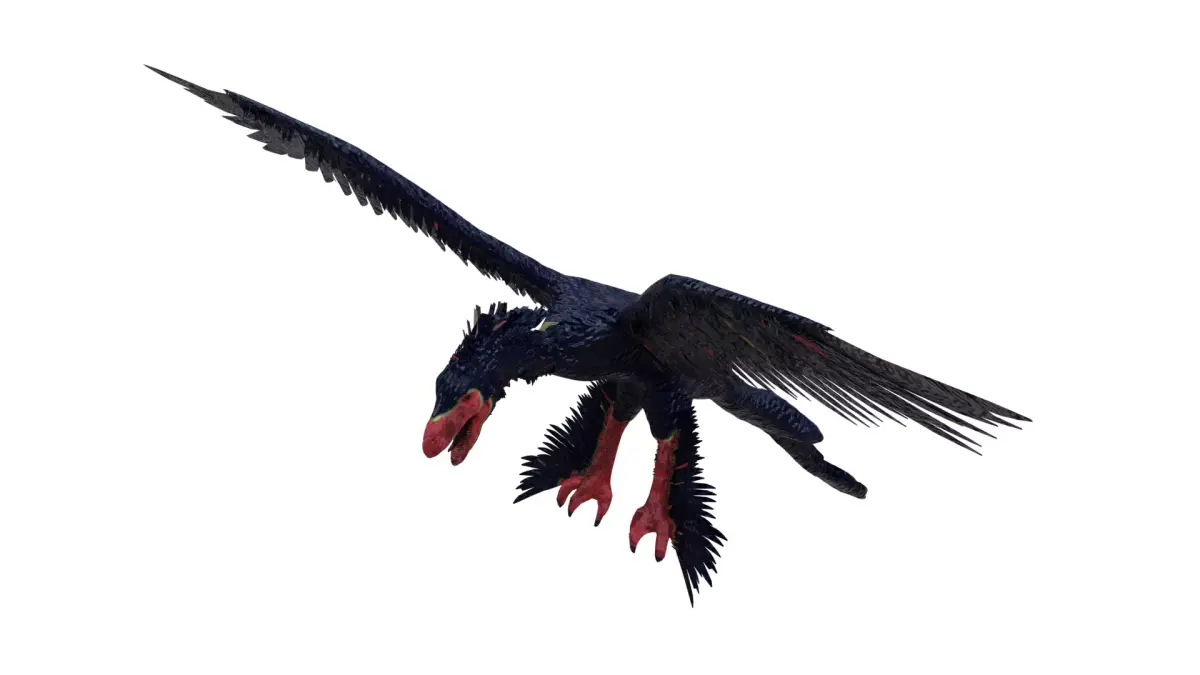 Microraptor bird in flight Low-poly 3D model