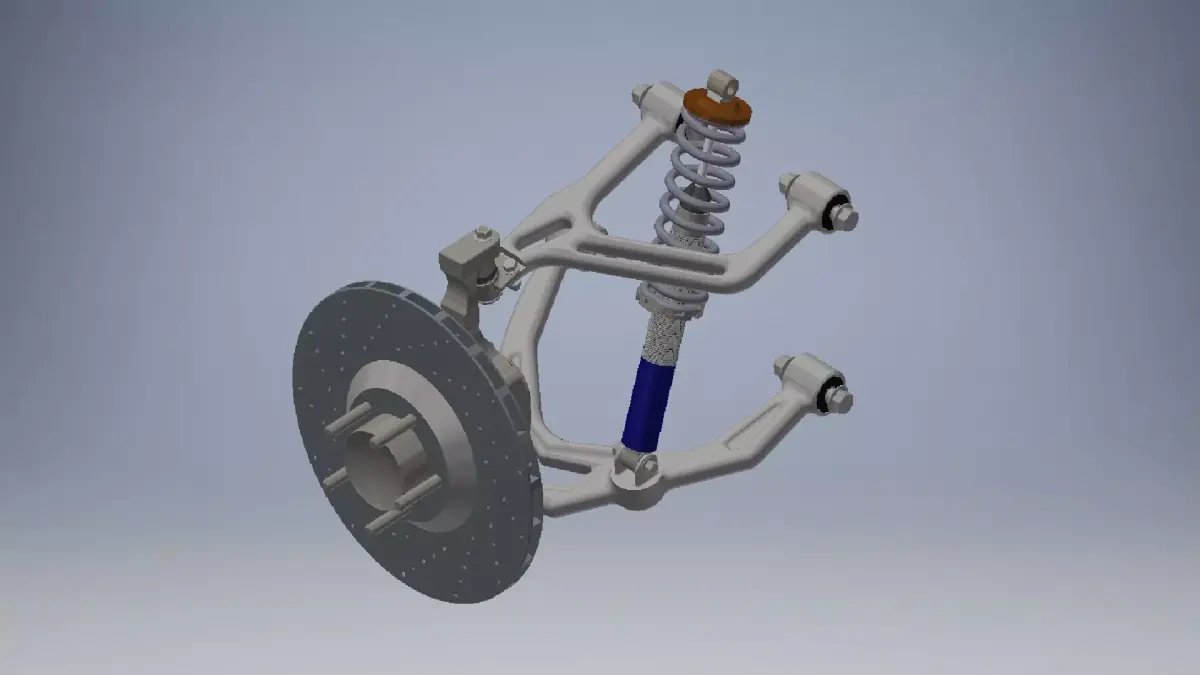 Front double wishbone car suspension 3D model