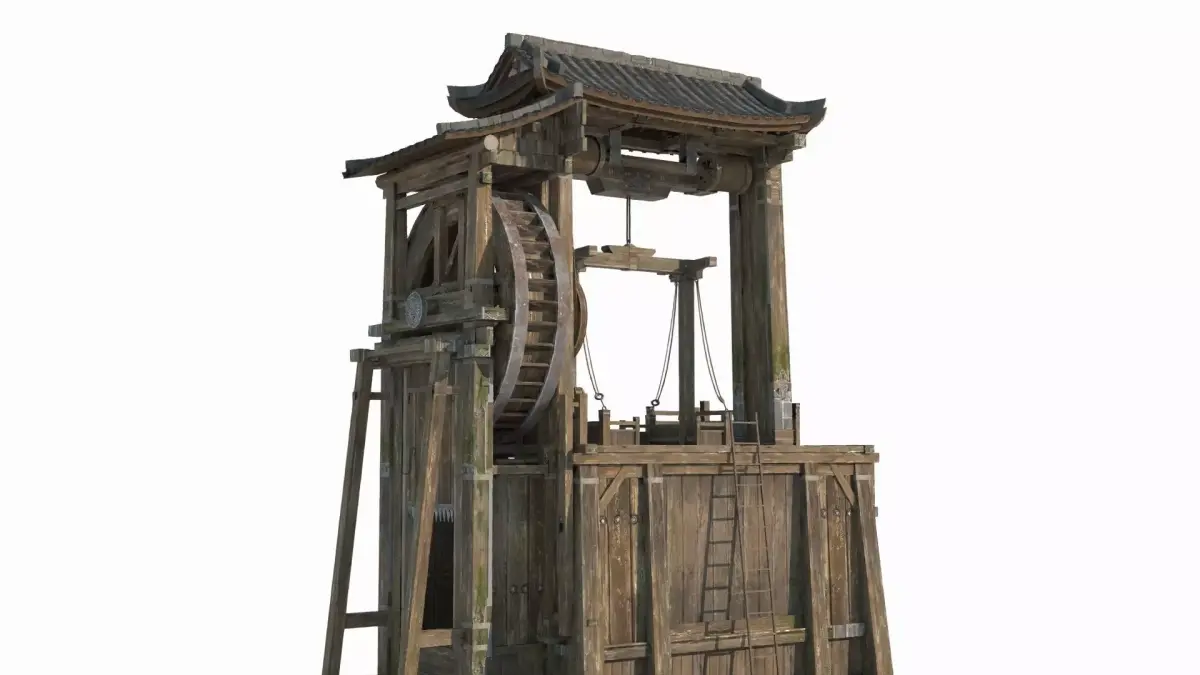 Ancient Asian Construction Hoisting Equipment 3D model