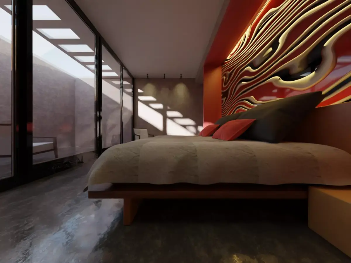 3D model of Bedroom with Private balcony 3D model