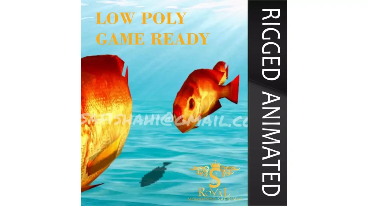 Animated Golden Fish - Loop Animation Low-poly 3D model