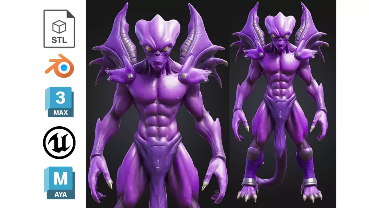 Stylized Alien Demon Creature Low-poly 3D model