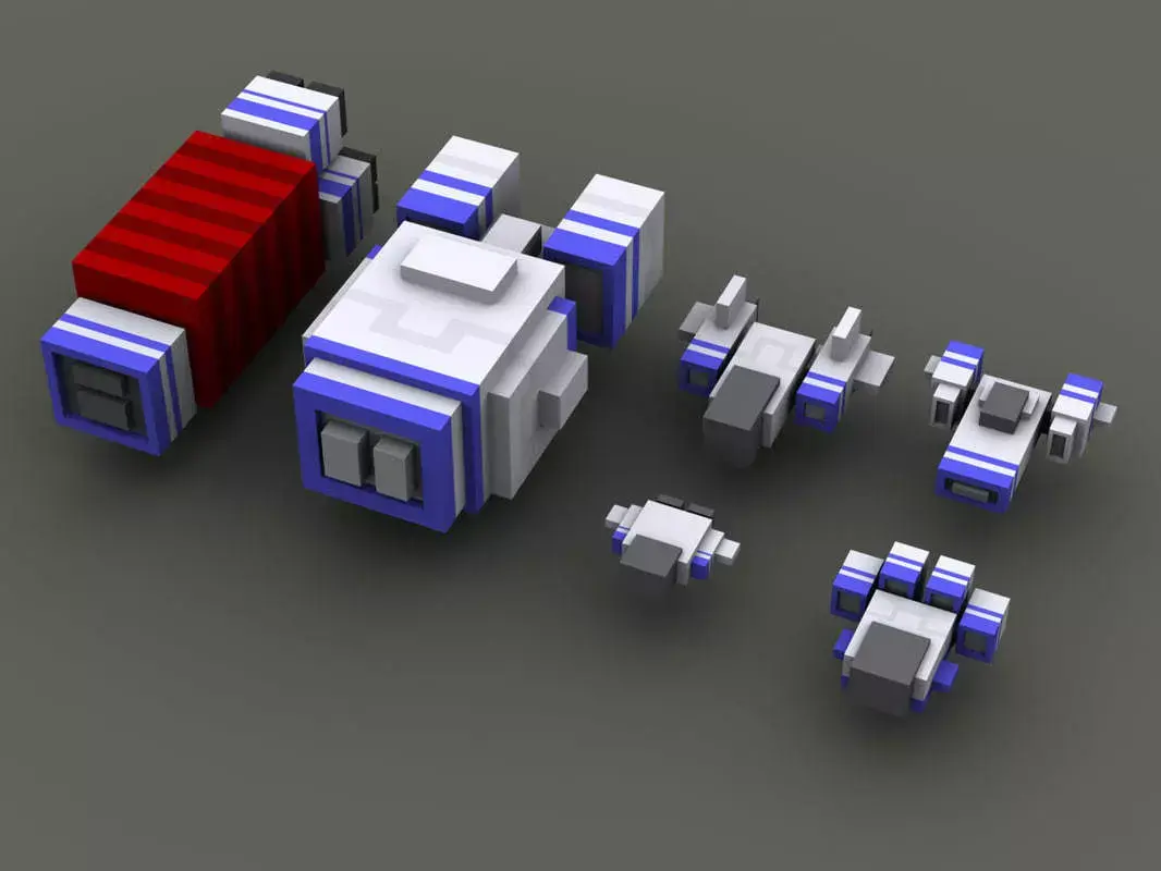 Voxel style spaceships 3D model