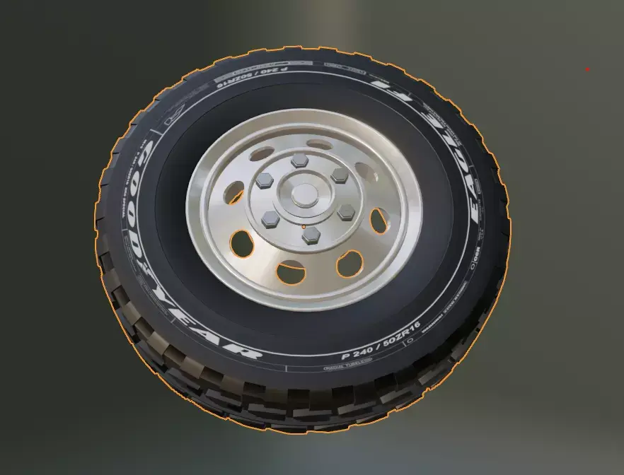 Heavy Duty Truck Tire with Steel Rims  Low-poly 3D model