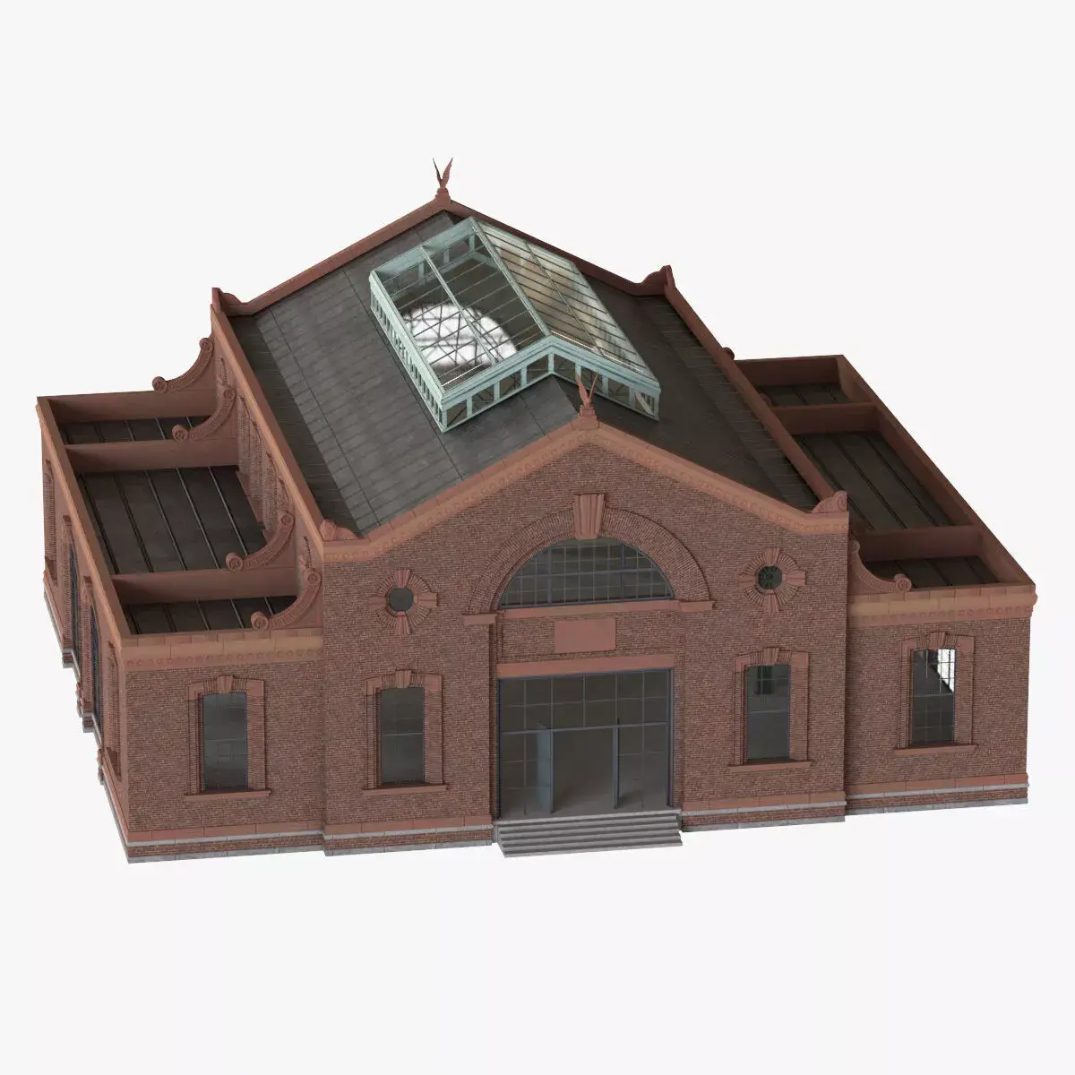 Game Ready Old Industrial Building 07 Modular Interiror and E... 3D model