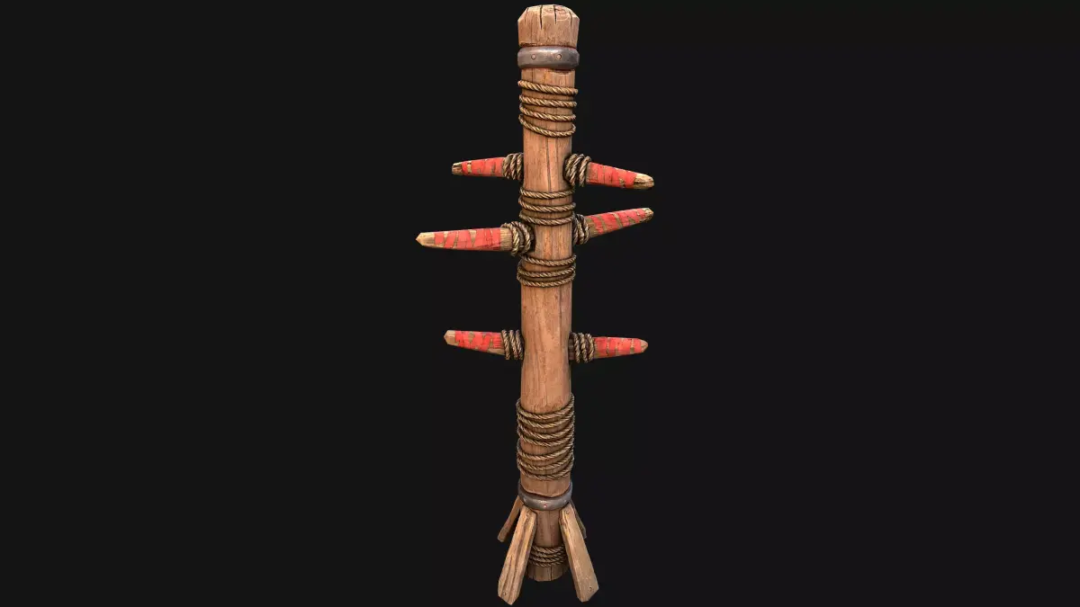 Wooden Medieval Military Combat Training Dummy Tournament Low-poly 3D model