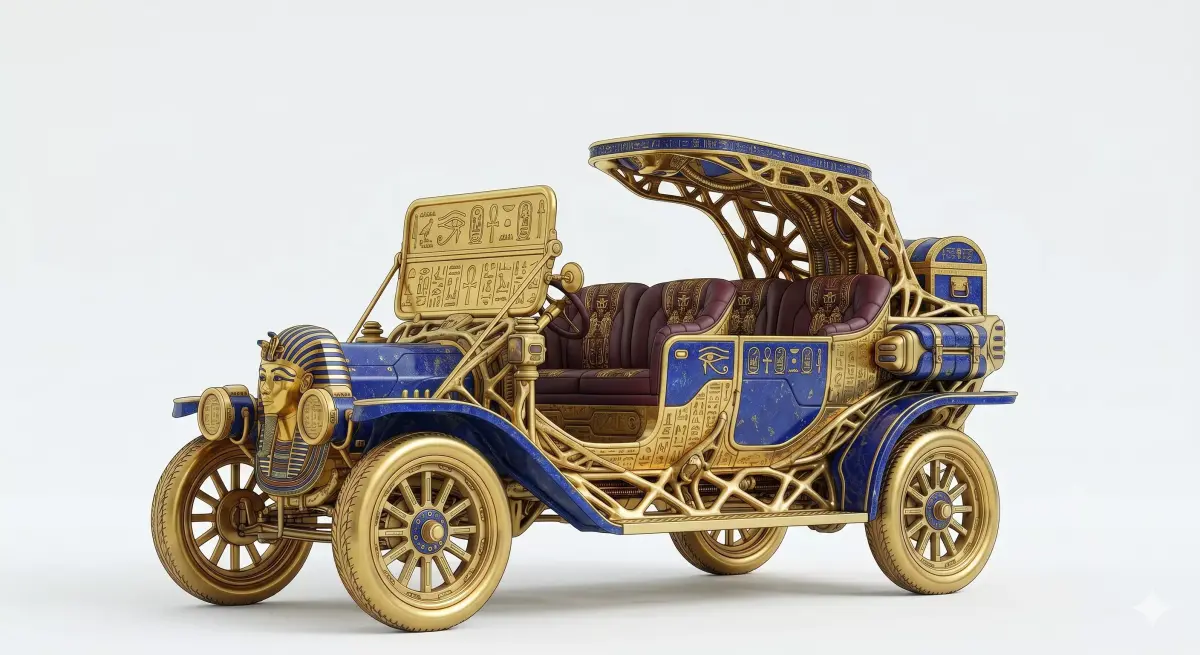Ancient Egyptian Pharaoh Brass Era Car 3D Model Low-poly 3D model
