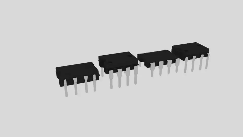 555 Timer Signetics NE555N  Low-poly 3D model