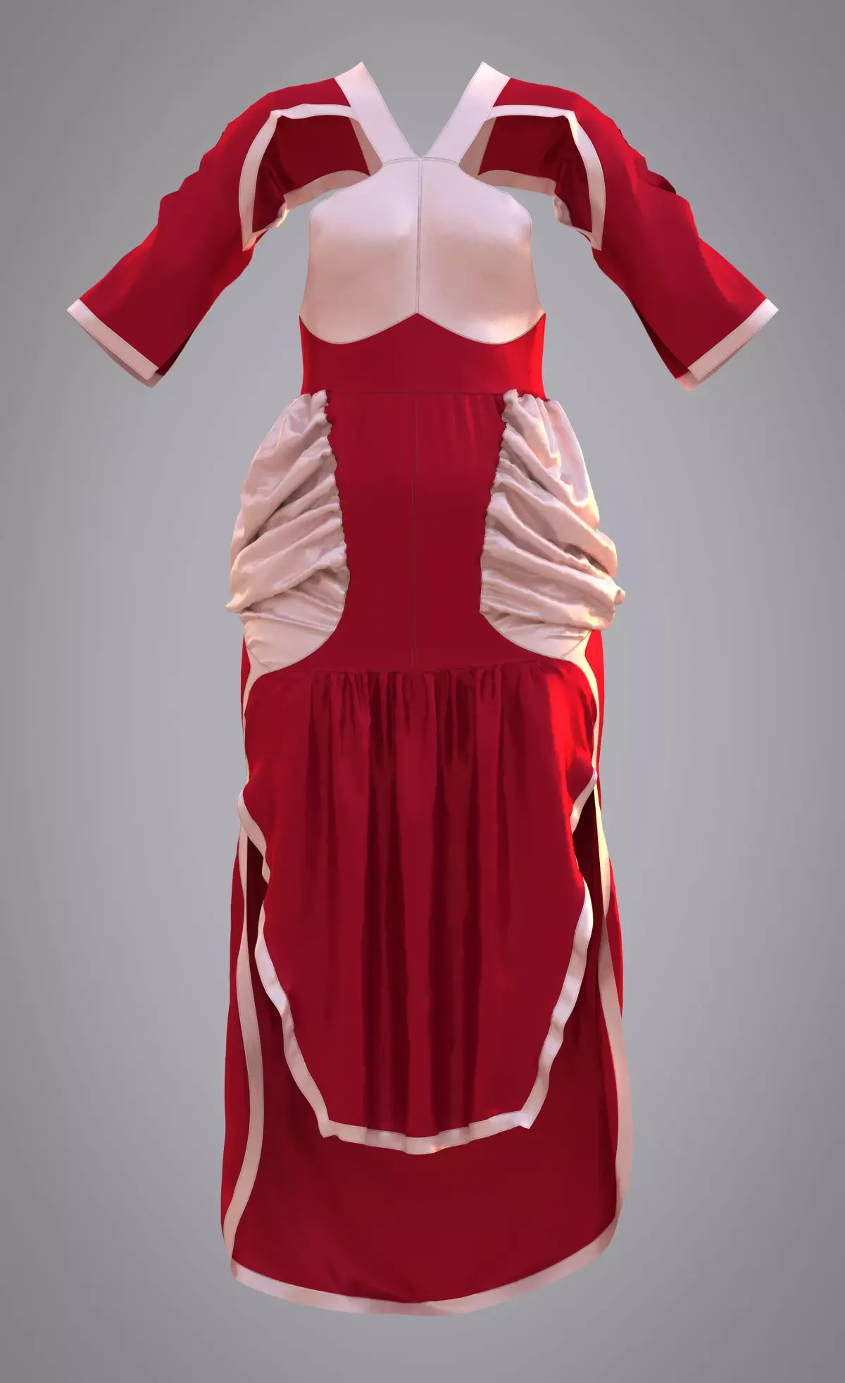 3D High-Low Tiered Ruffle Dress 3D model
