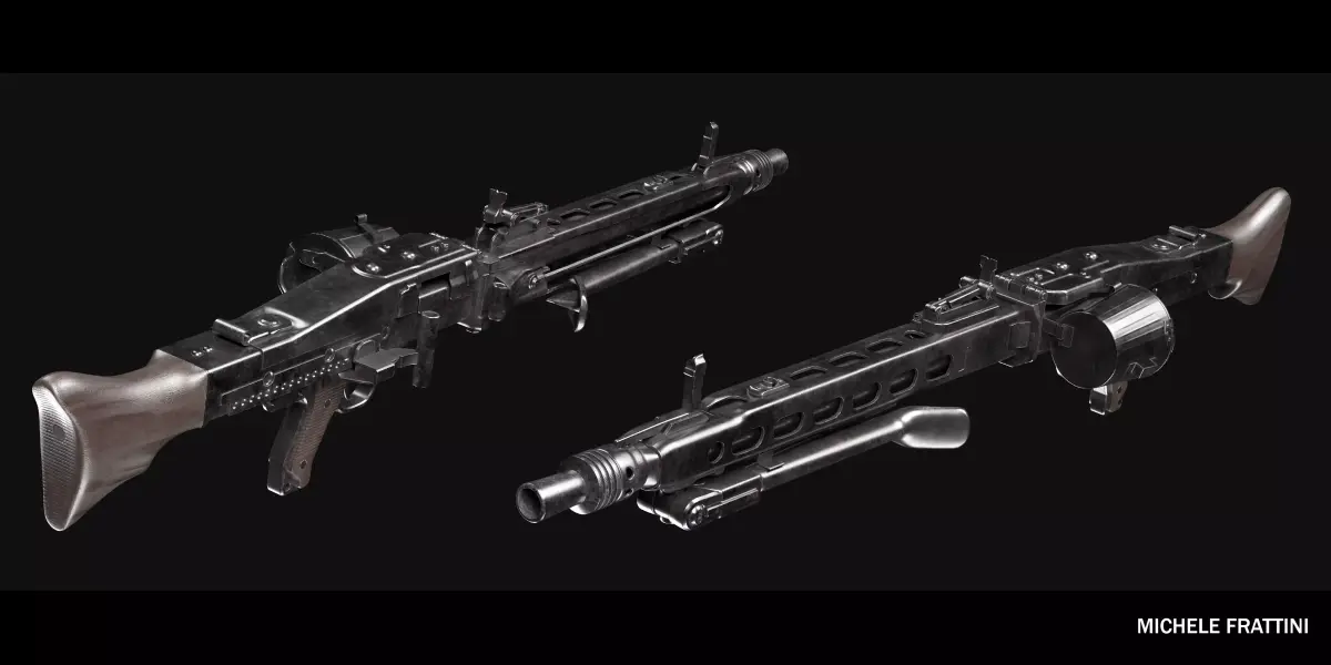MG 42 - Maschinengewehr 42 - OpenSubdiv-Ready - 4K Low-poly 3D model