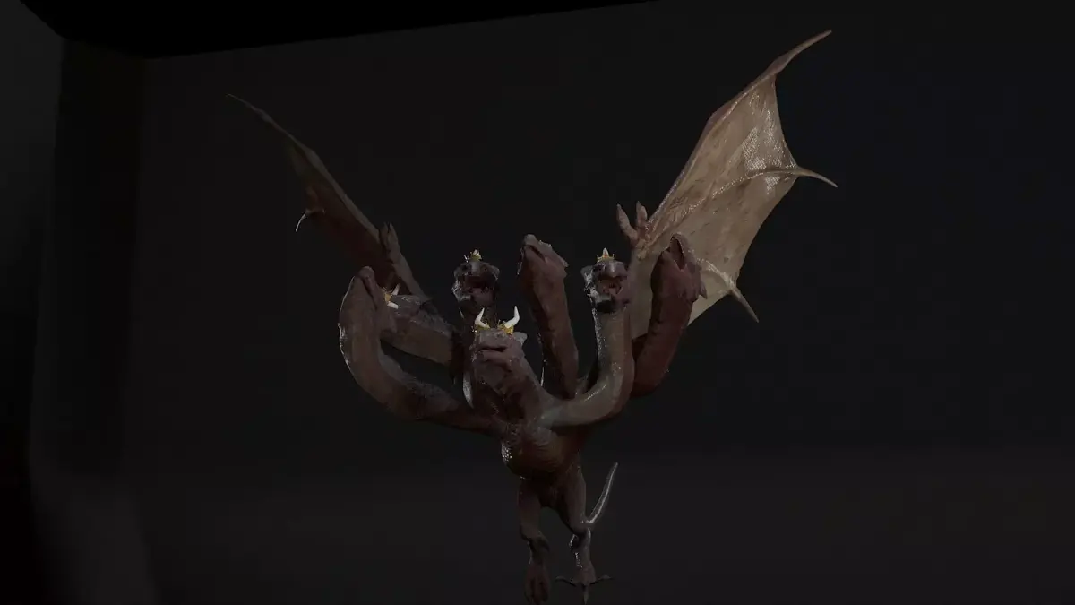 dragon king 7 heads Low-poly 3D model