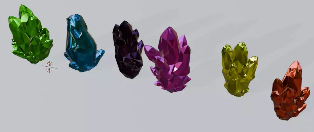 Stylized Magic Crystal Pack 6 Fantasy Crystals Game Ready Low-poly 3D model