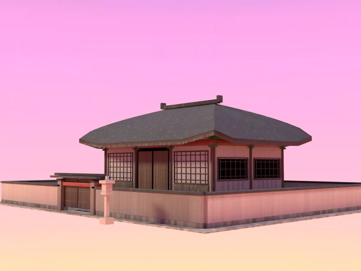 Korean Traditional Hanok House - Weathered PBR Low Poly 3D Model Low-poly 3D model