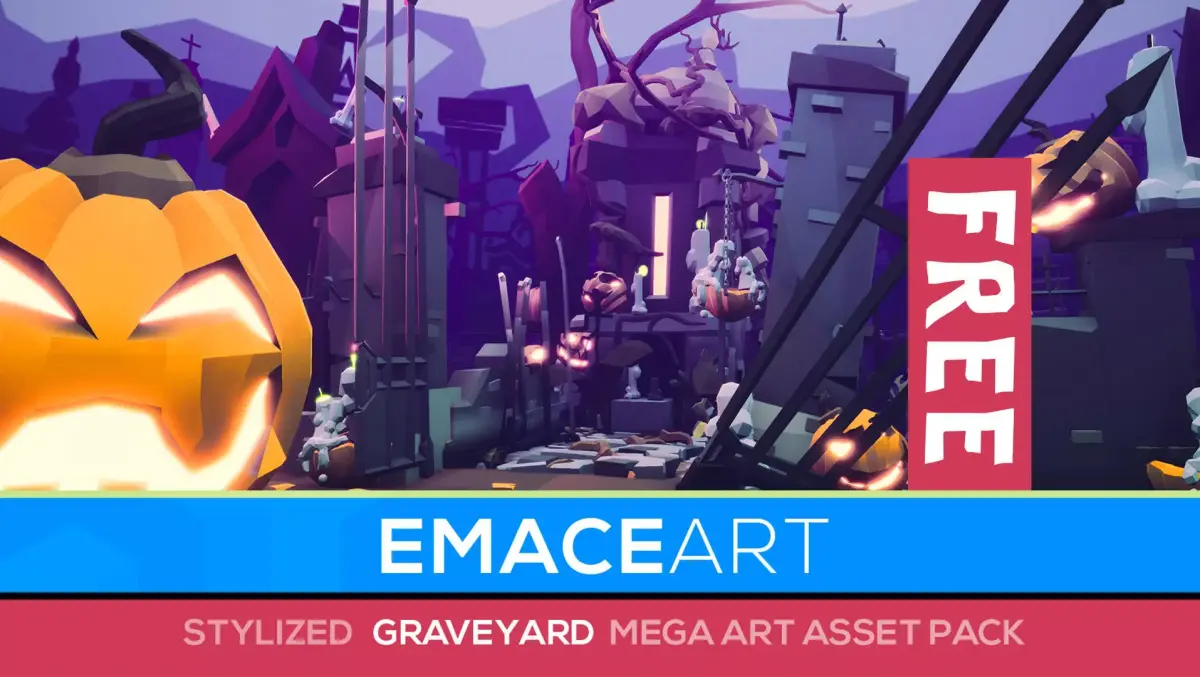 Free NecroPoly Graveyard Halloween Exterior Kit Free low-poly 3D model