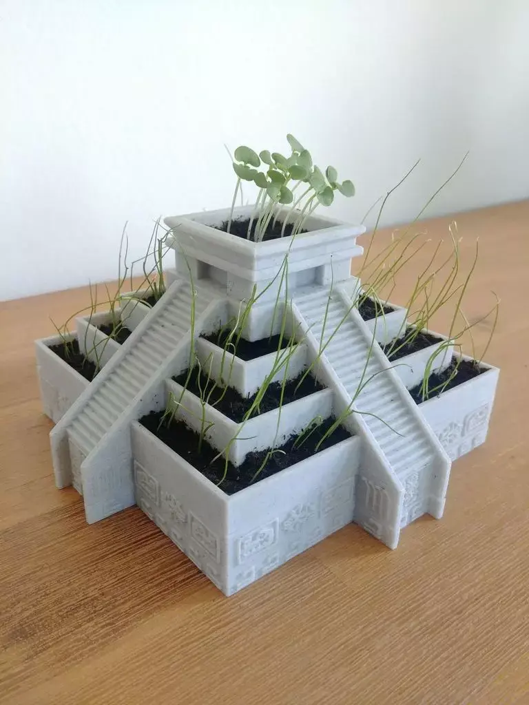 Aztec Temple Plant Pot 3D print model