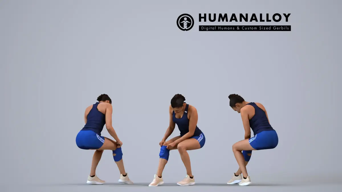 00534Helen001 - Adult Indian woman sitting during exercise in 3D model