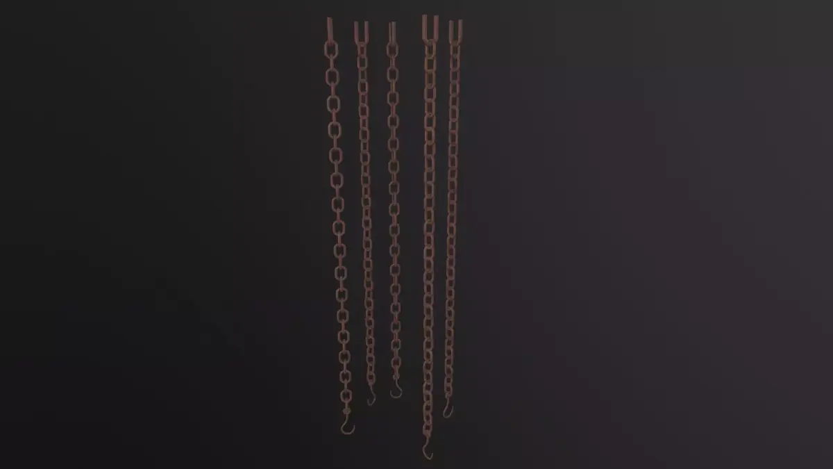 Old Chain with Hook 3D Model Low-poly 3D model