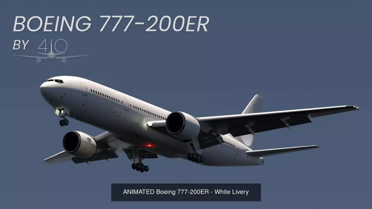 ANIMATED Boeing 777-200s - 5 Liveries 3D Model Collection