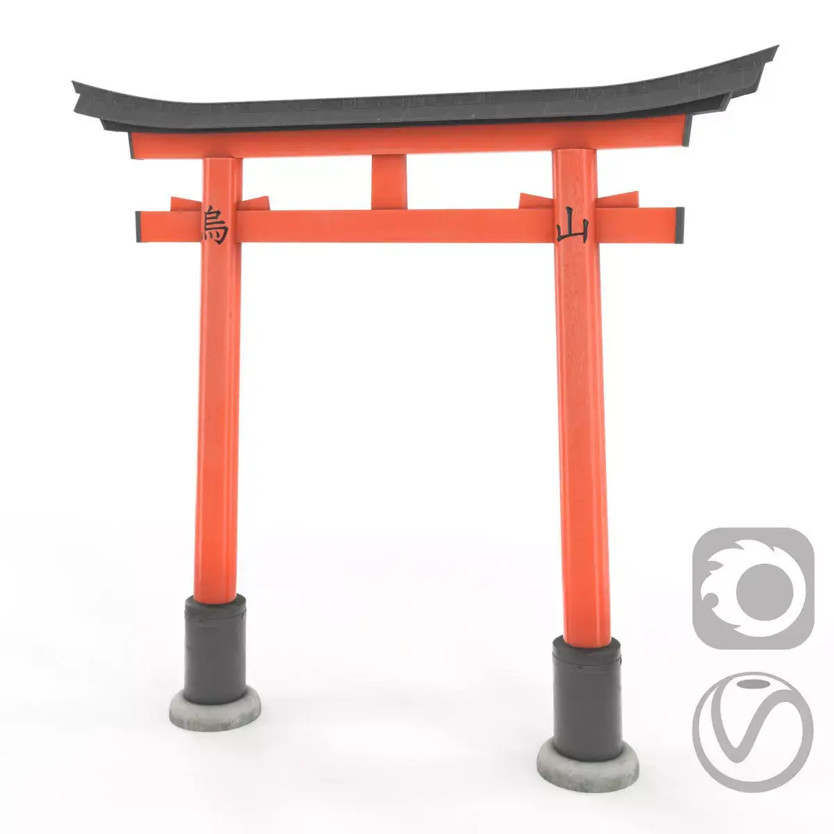 Japanese Torii Gate Low-poly 3D model