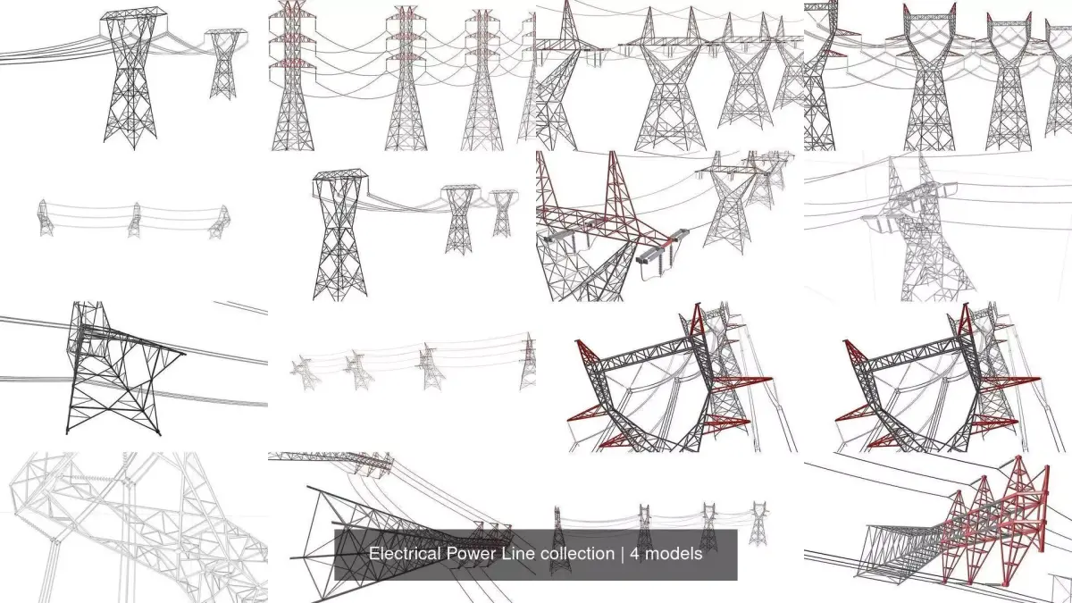 Electrical Power Line collection 3D Model Pack