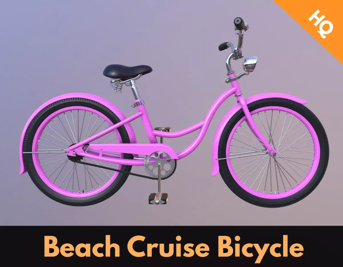 Bicycle Beach Cruiser  Vintage Ladies Bike 3D model