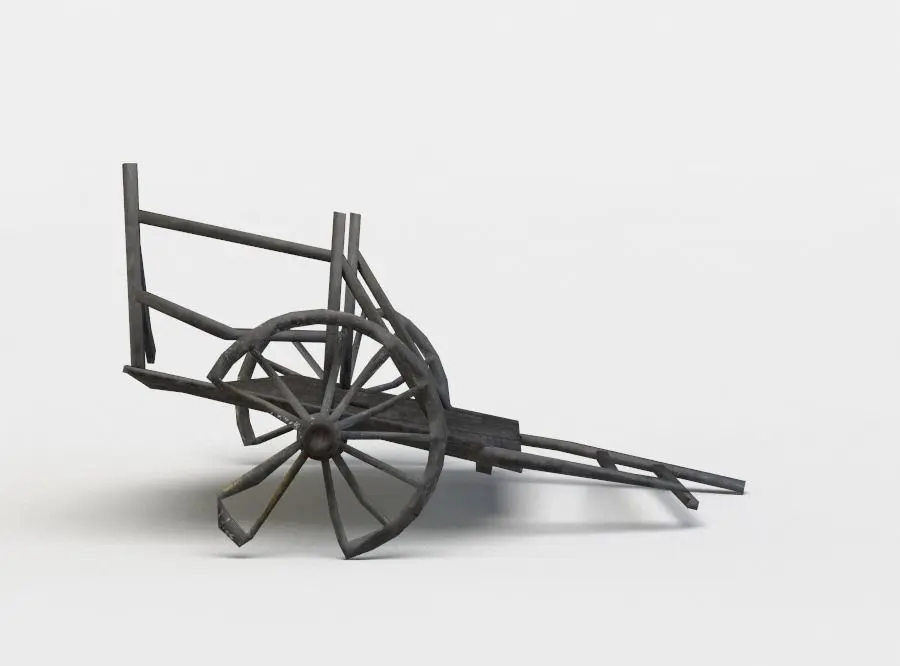 Damaged hay wagon Low-poly 3D model purchase