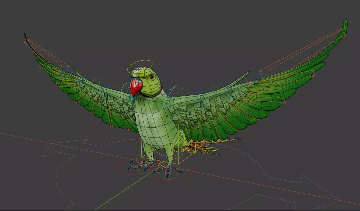 Parakeet parrot in flight 3D model