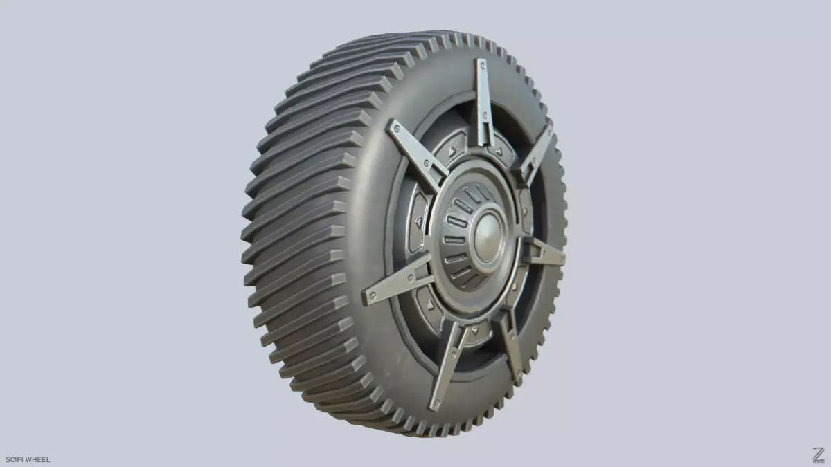 Scifi wheel Low-poly 3D model