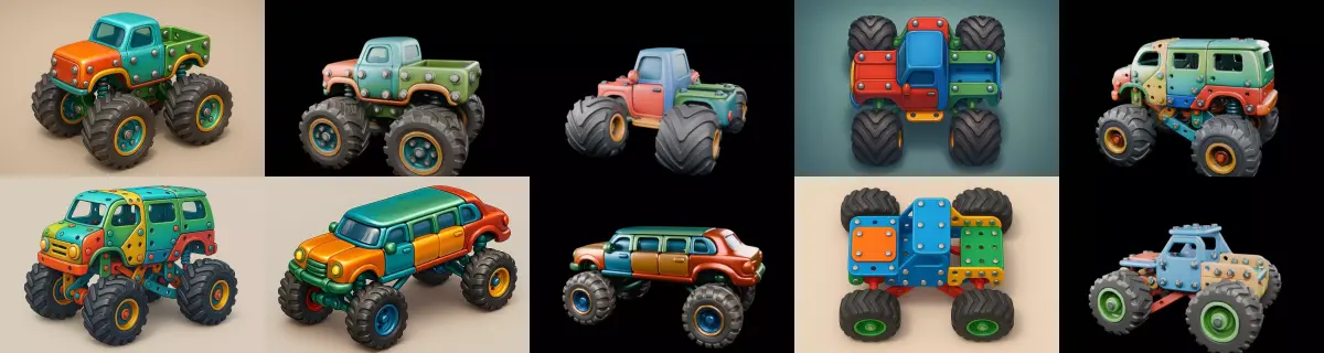 Monster Truck bundle 11 pack 100 glb 3D model