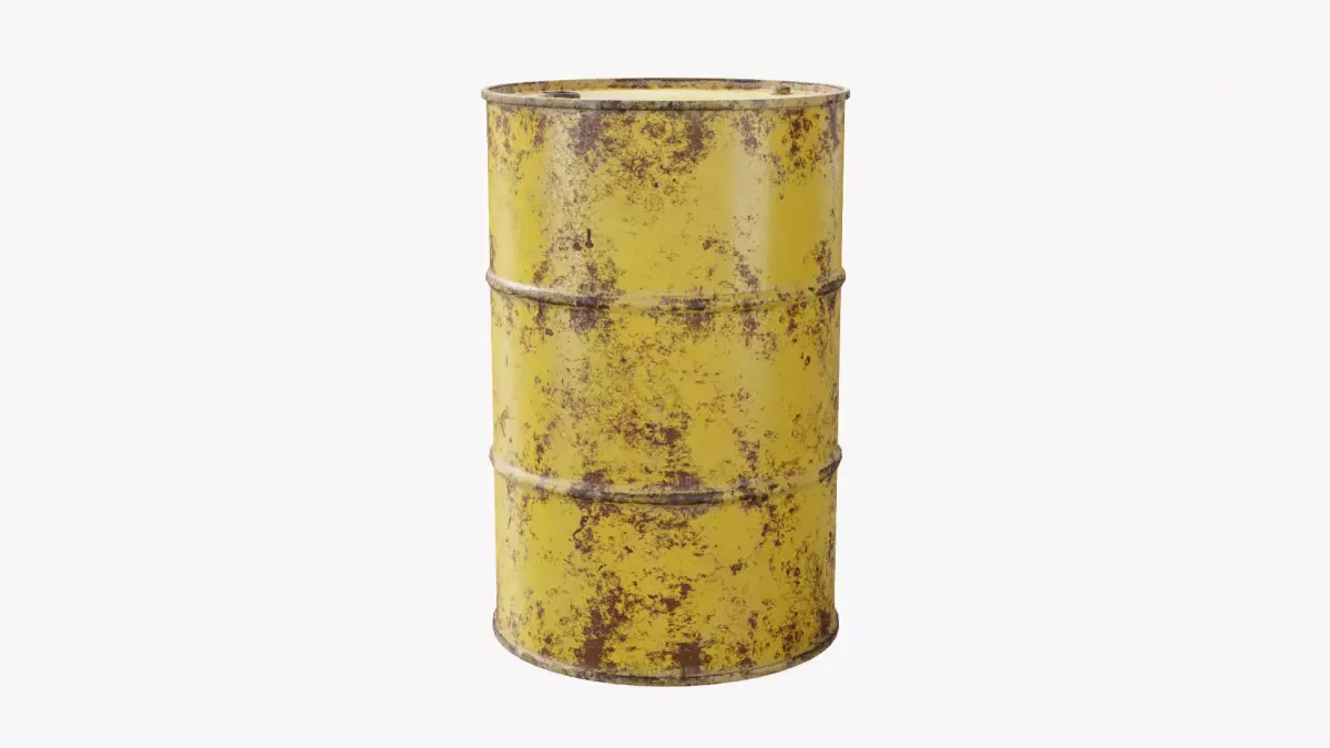 Steel Barrel - Yellow - Rusted 3D model