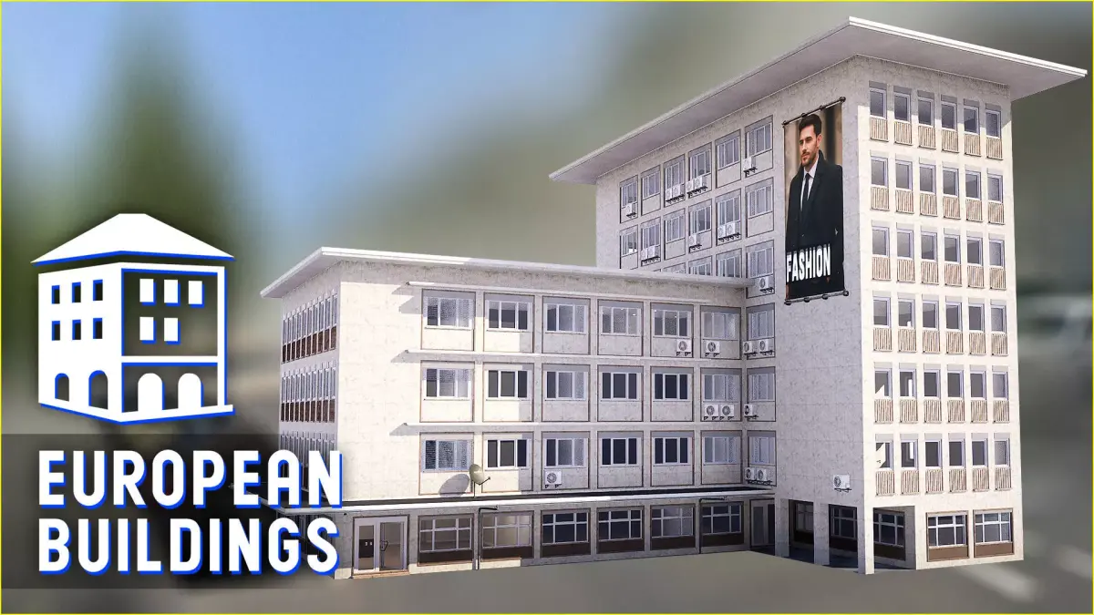 European Buildings - City Office B - Modular - Enterable Low-poly 3D model