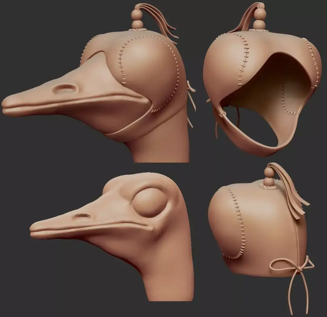 Ostritch and Eagle Bird Mask Low-poly 3D model