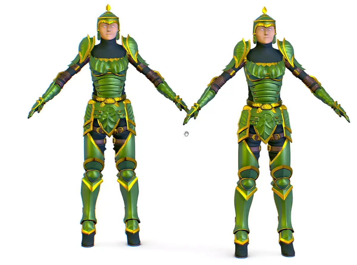 Subdivision 3D Women The Knight in Green Low-poly 3D model