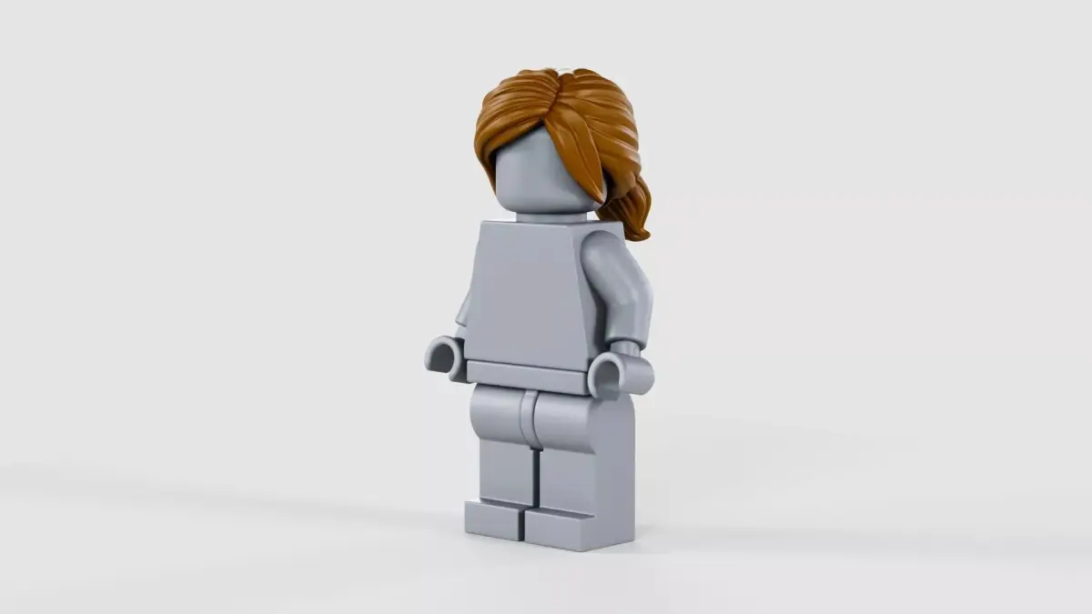 Lego Minifigure Brown Ponytail Hair 3D model