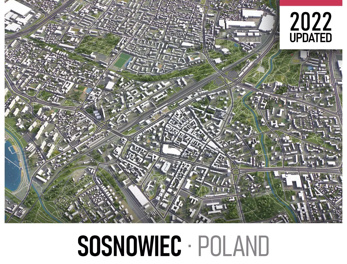 Sosnowiec Low-poly 3D model